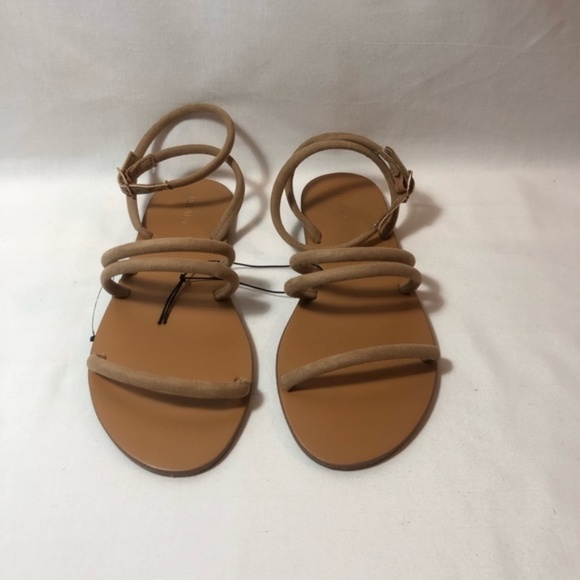 New Women's Strappy Wraparound Sandals Taupe Nude Color - Picture 5 of 12